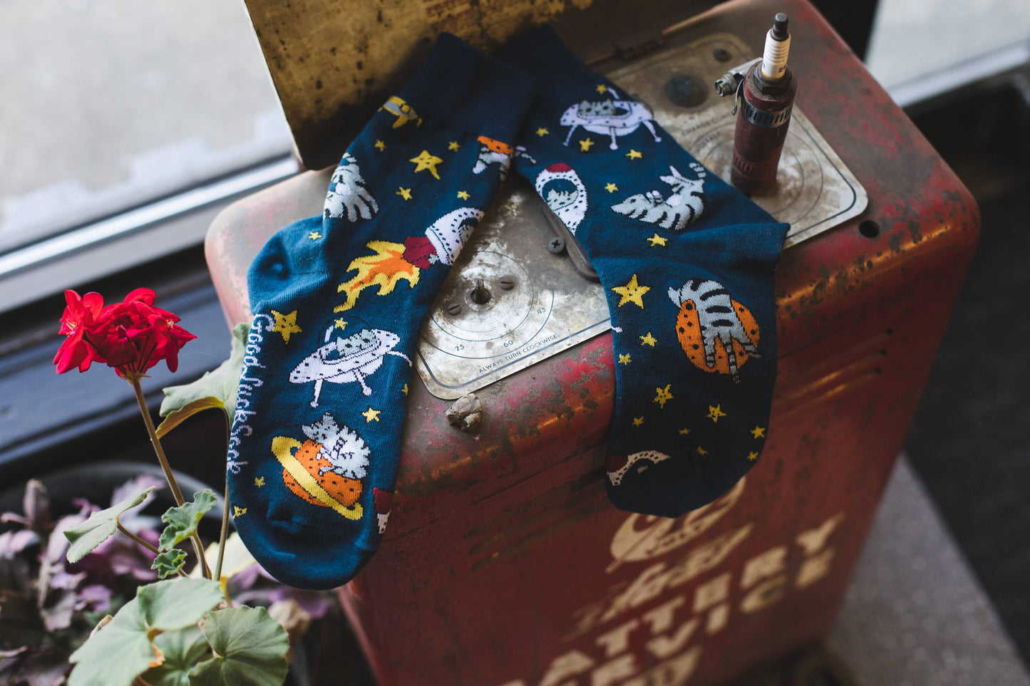 Chaussettes pour homme - Chat spatial (7-12)