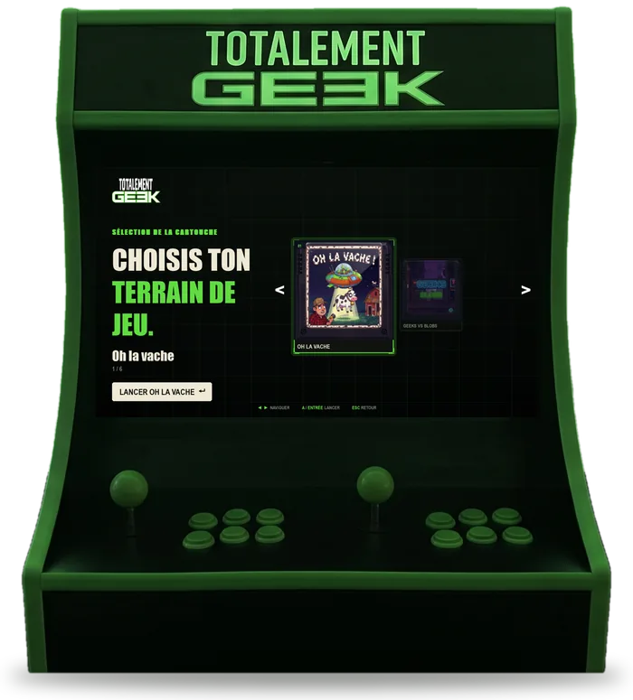 Borne d'arcade Totalement Geek nouvelle génération, deux joueurs, avec l'écran de sélection des jeux